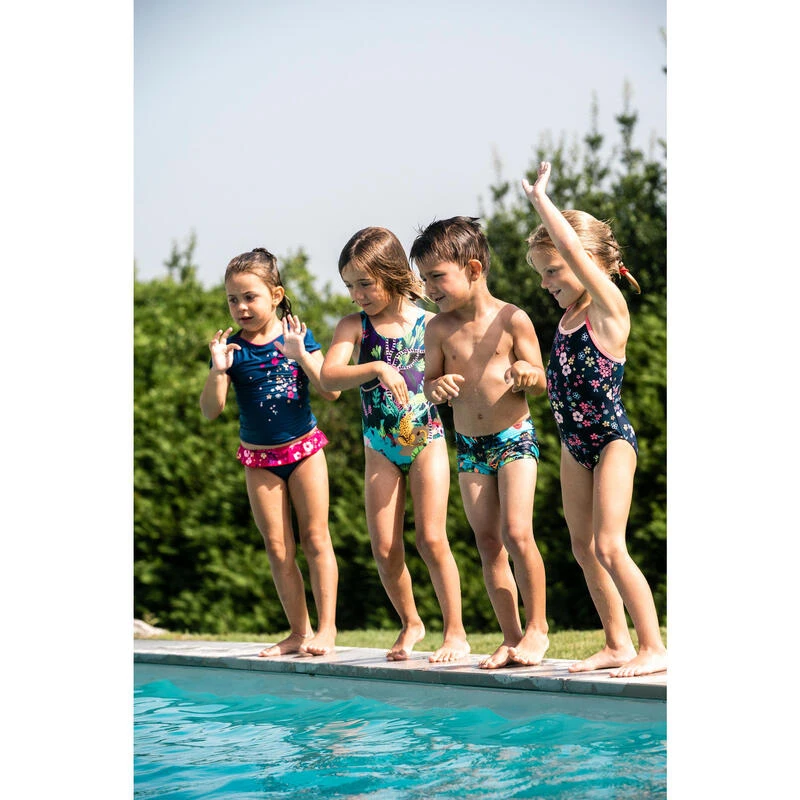 Bas De Maillot De Bain Une Pièce Culotte Bébé Bleu Imprimé Fleurs 2 Bas De Maillot De Bain Une Pièce Culotte Bébé Bleu Imprimé Fleurs – Image 2