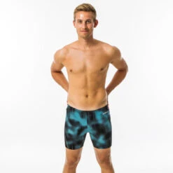 Boxer De Bain Natation Homme - Long - Turquoise / Noir / Orange -Magasin D'Articles De Sport boxer de bain natation homme long turquoise noir orange 2