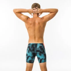 Boxer De Bain Natation Homme - Long - Turquoise / Noir / Orange -Magasin D'Articles De Sport boxer de bain natation homme long turquoise noir orange 4