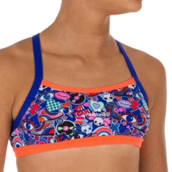 Brassière De Natation Fille Ultra Résistante Au Chlore Jade Roller Bleu
