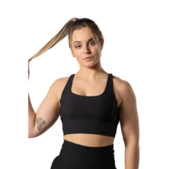 Brassière De Sport Côtelée V2 Noir -Magasin D'Articles De Sport brassiere de sport cotelee v2 noir 2