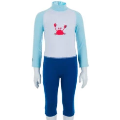 Combinaison De Natation Anti UV Bébé / Enfant Manches Longues Bleu Imprimé -Magasin D'Articles De Sport combinaison de natation anti uv bebe enfant manches longues bleu imprime 2