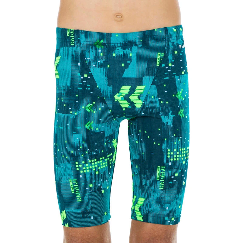 Jammer De Natation Garçon - Fitib - Bleu Pétrole / Vert Fluo 2 Jammer De Natation Garçon - Fitib - Bleu Pétrole / Vert Fluo – Image 2