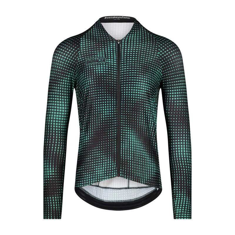 Bioracer Maillot Cycliste à Manches Longues Pour Hommes - Vert - Optic Art 1 Bioracer Maillot Cycliste à Manches Longues Pour Hommes - Vert - Optic Art
