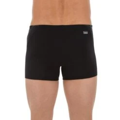 MAILLOT DE BAIN HOMME BOXER 500 FIT NOIR DASH GRIS -Magasin D'Articles De Sport maillot de bain homme boxer 500 fit noir dash gris 2