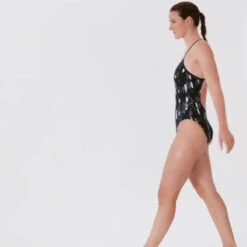 Maillot De Bain Une Pièce De Natation Femme Speedo Allover Black Grey -Magasin D'Articles De Sport maillot de bain une piece de natation femme speedo allover black grey 2