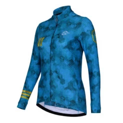 Maillot De Cyclisme Ouatiné Manches Longues Pour Femmes Bleu 8andCounting