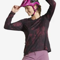 Rockrider MAILLOT MANCHES LONGUES VELO VTT EXPL 500 FEMME NOIR BORDEAUX