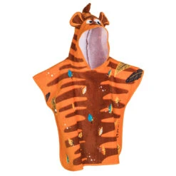 Poncho De Bain Coton Bébé - Tigre Orange-Marron