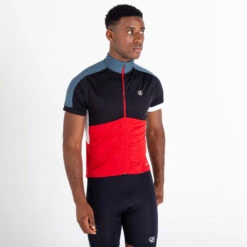 Dare 2b Protraction II T-shirt De Cyclisme Zippé à Manches Courtes Pour Homme - Rouge -Magasin D'Articles De Sport protraction ii t shirt de cyclisme zippe a manches courtes pour homme rouge 3