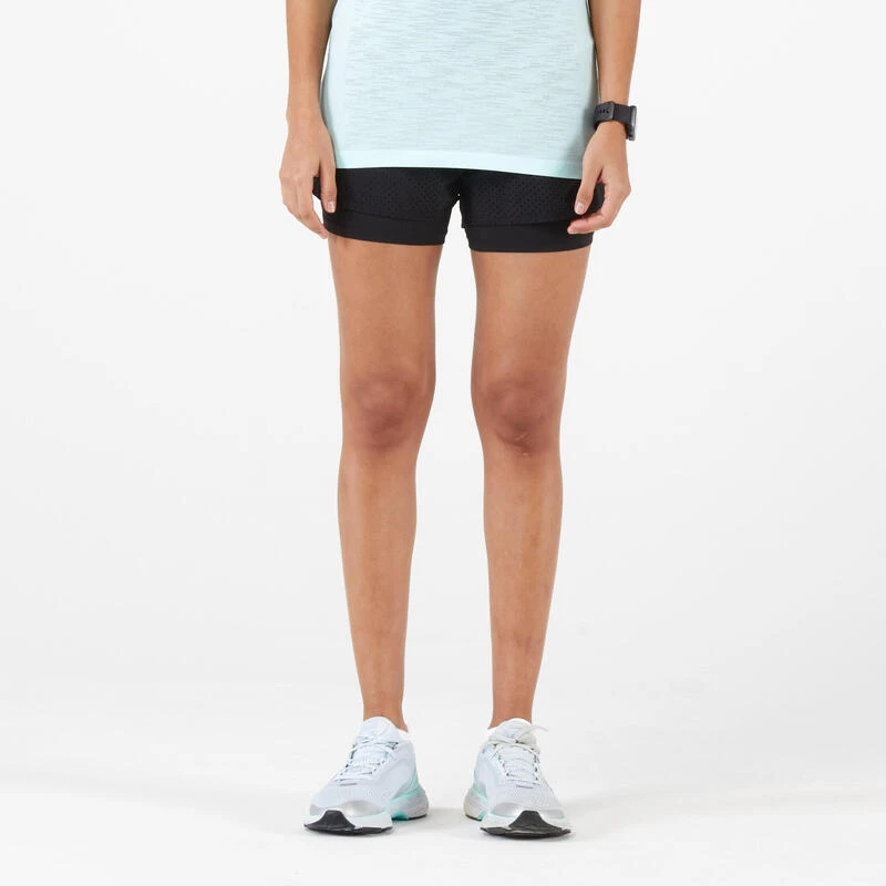 SHORT RUNNING FEMME AVEC CUISSARD INTÉGRÉ 2 EN 1 KIPRUN NOIR 1 SHORT RUNNING FEMME AVEC CUISSARD INTÉGRÉ 2 EN 1 KIPRUN NOIR